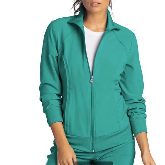 Infinity by Cherokee Zip Front Warm Up Scrub Jacket Size Large - - Picture 1 of 8